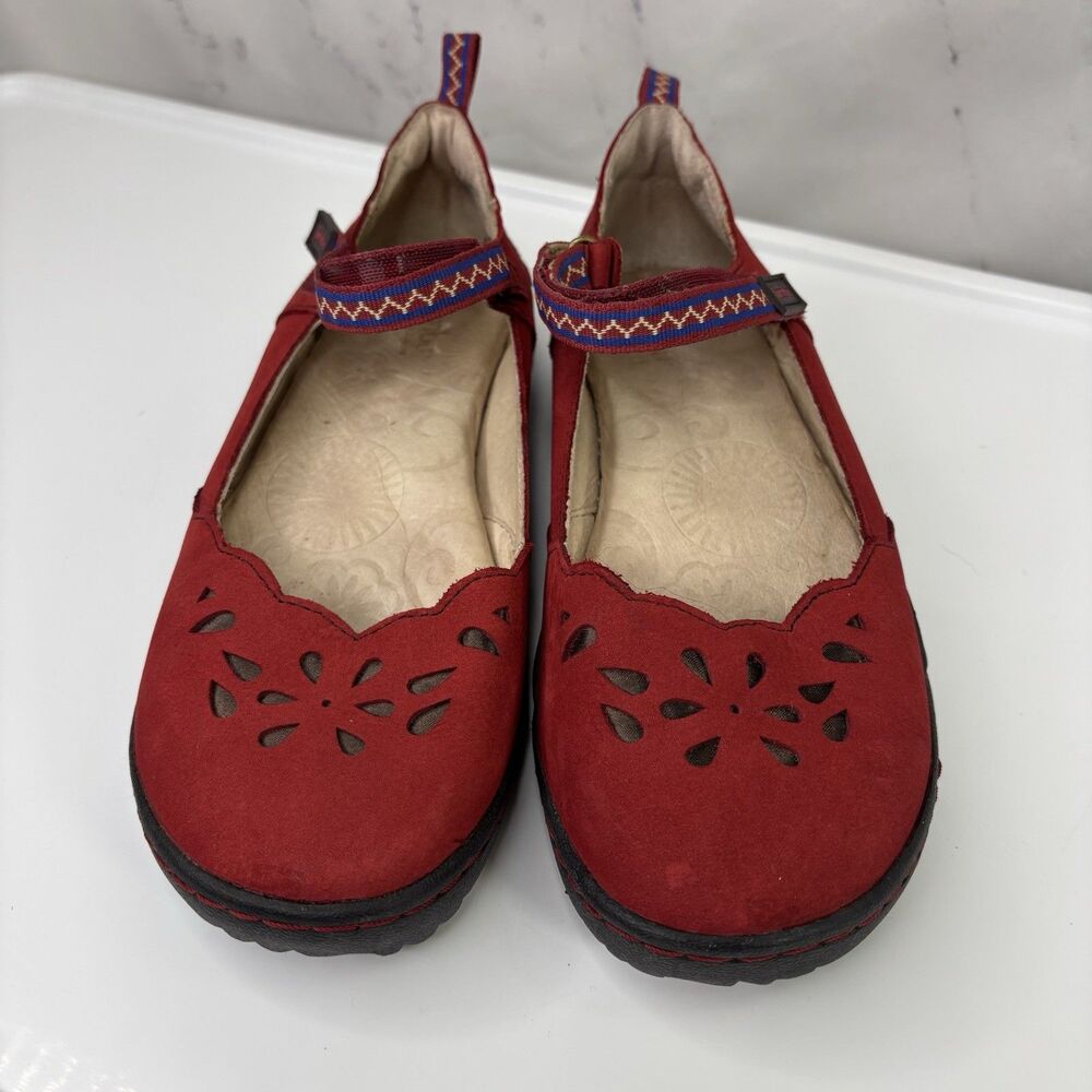 Jambu Blossom Brooks Red Mary Jane Flat Shoes Womens Size 7 M laser cut Retro - Picture 11 of 16